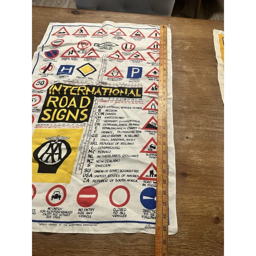 Vintage Linen International Road Signs Tea Towel Ireland Transportation